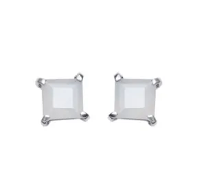 Rose Quartz Symi Square Stud Earrings