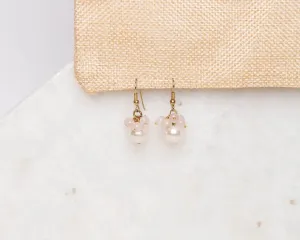 Rose Quartz With Pearl Earrings