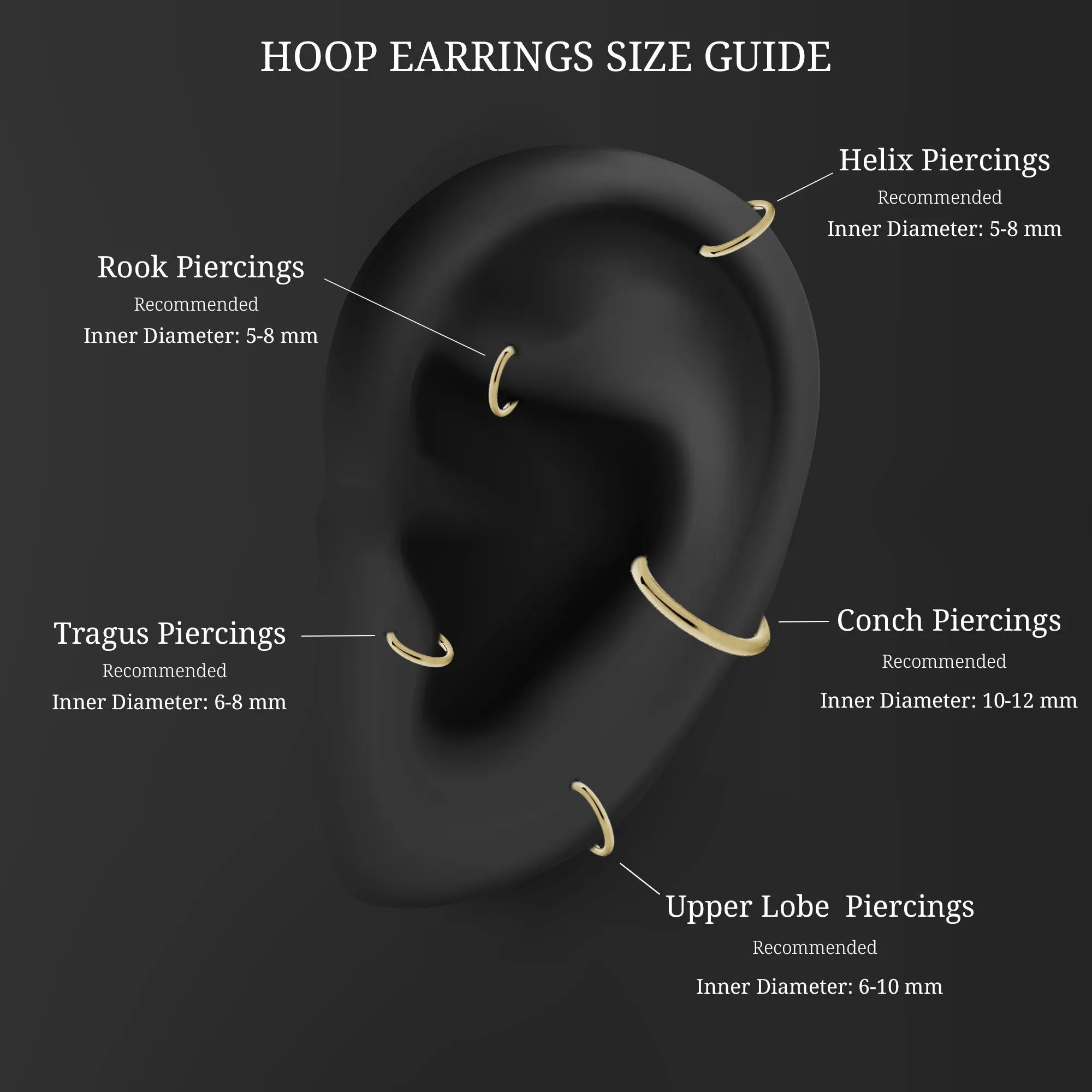 Round Diamond Star Drop Hoop Earring for Helix Piercing