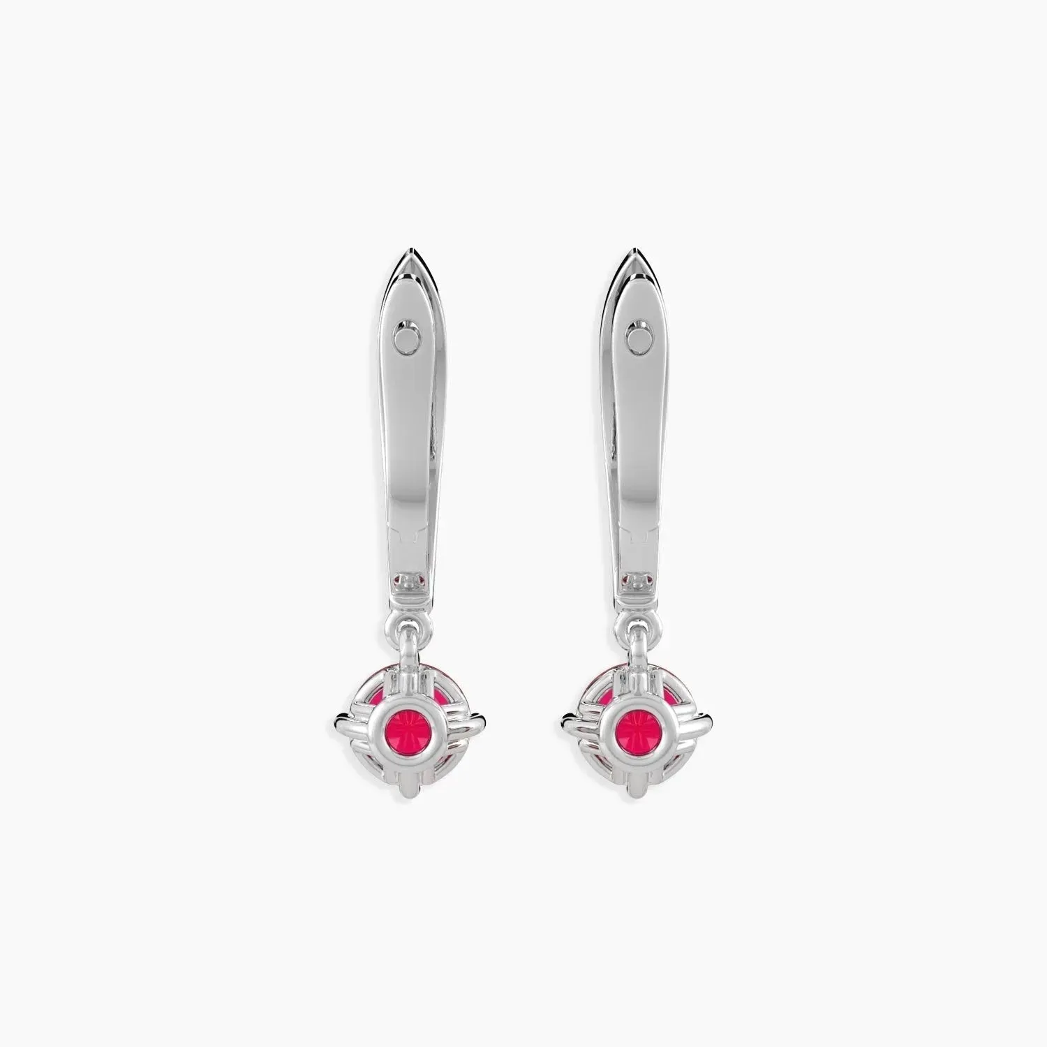 Round Ruby Drop Hoop Earrings in Silver - Irosk Australia ®