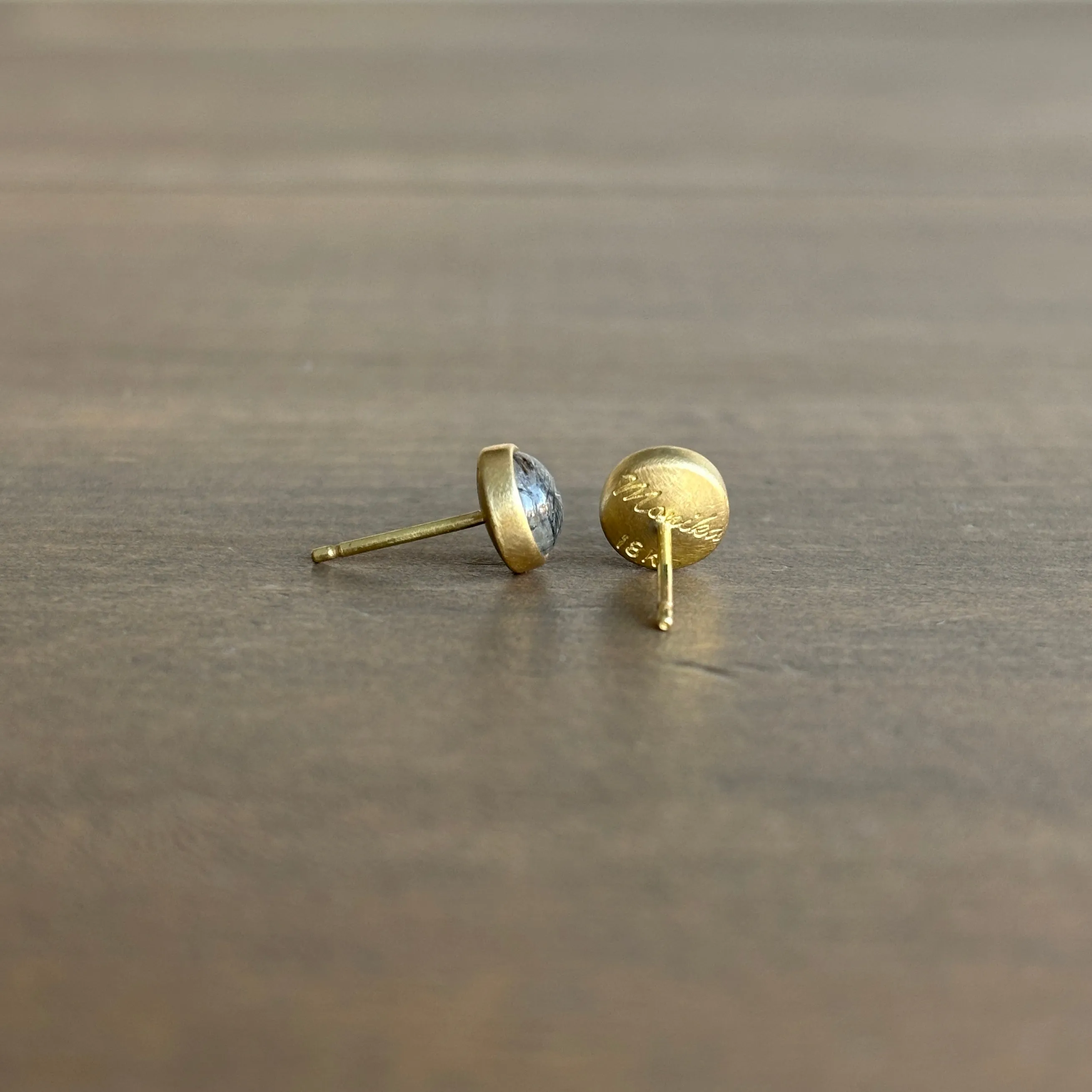Round Tourmilated Quartz Stud Earrings