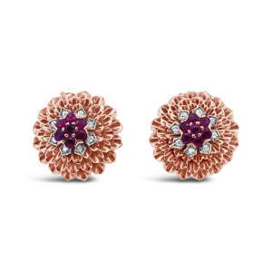 Ruby & Diamond Pin & Earrings Set