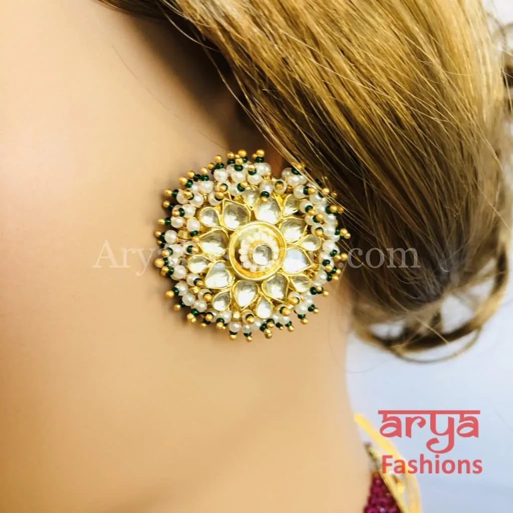 Ruby Kundan Pearl Choker with Stud Earrings