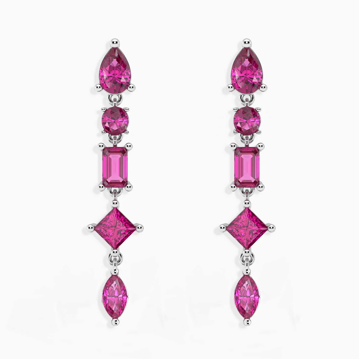 Ruby Pink Aura Drop Earrings in 925 Silver Irosk Australia ®