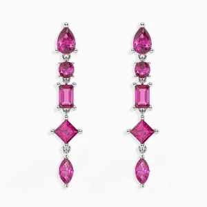 Ruby Pink Aura Drop Earrings in 925 Silver Irosk Australia ®