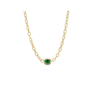 Scalloped Bezel Oval Emerald Pendant Necklace