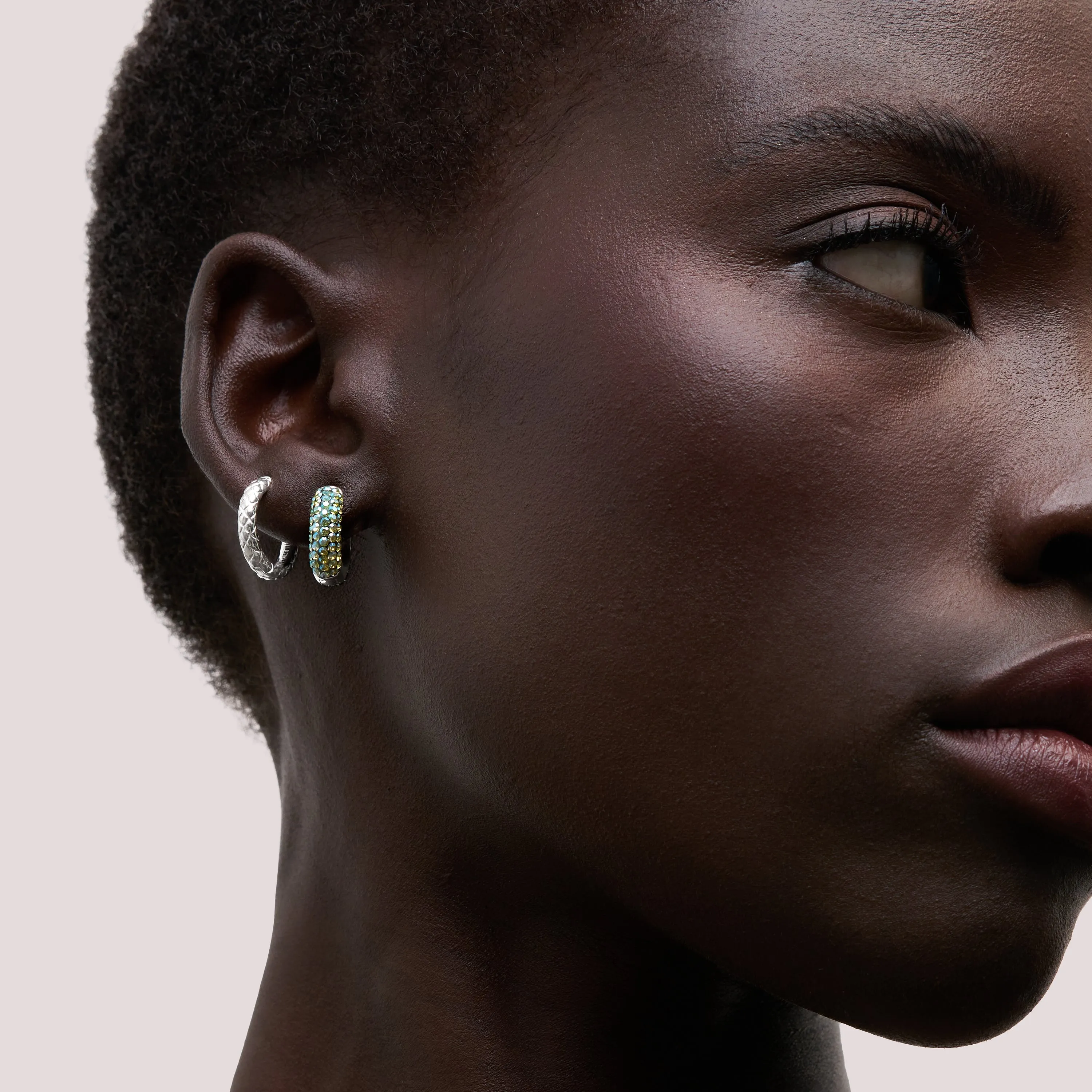 Serpentine & Lunar Reversible Sparkle Hoop Earrings