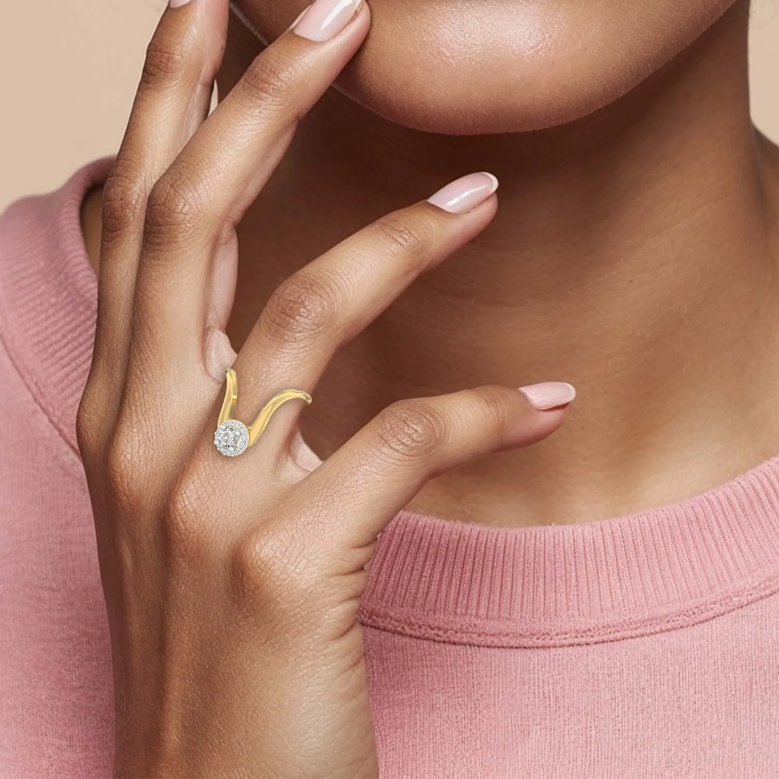 Shiny Cluster Diamond Vanki Ring