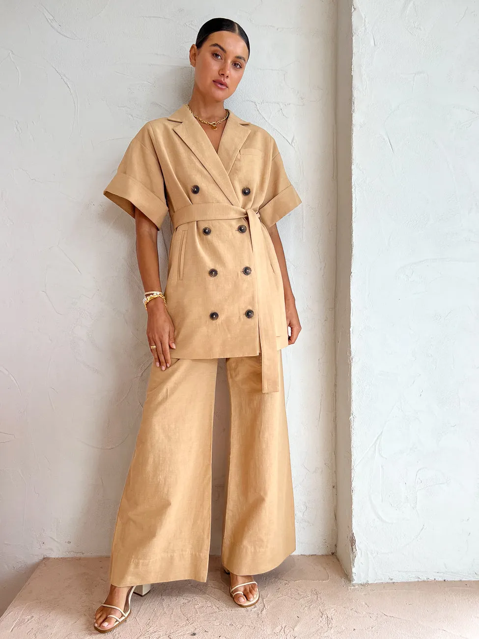 Shona Joy Akua High Waist Tailored Pant in Raffia