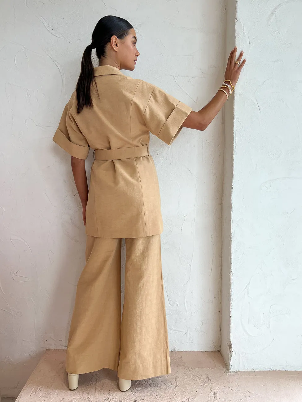 Shona Joy Akua High Waist Tailored Pant in Raffia