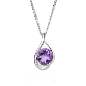 Silver Amethyst Pendant & Chain