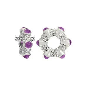 Silver & Amethyst Cabochon Charm S018A