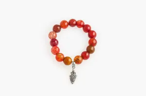 Silver & Stone. Orange Malay jade and silver bracelet