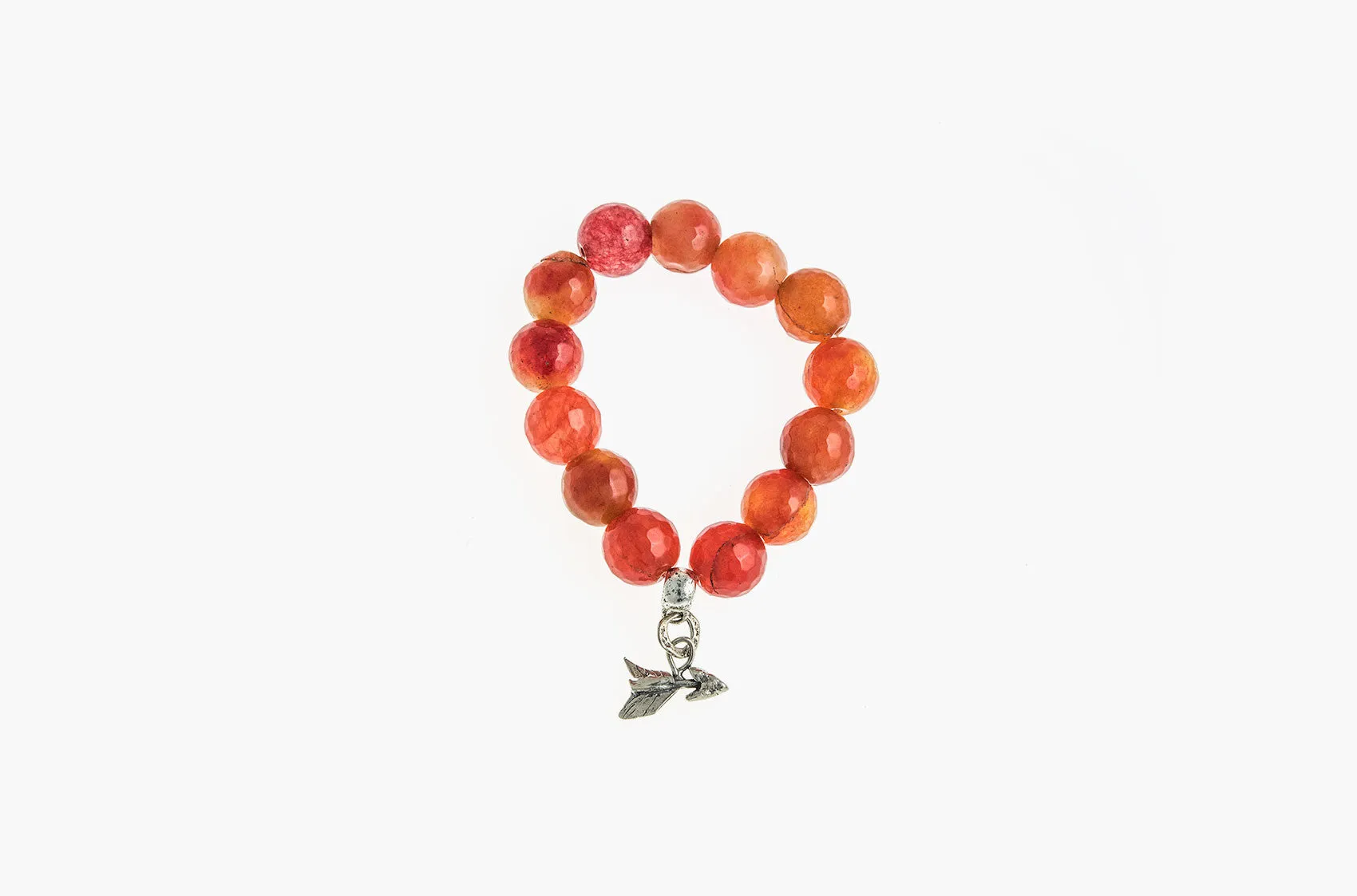 Silver & Stone. Orange Malay jade and silver bracelet