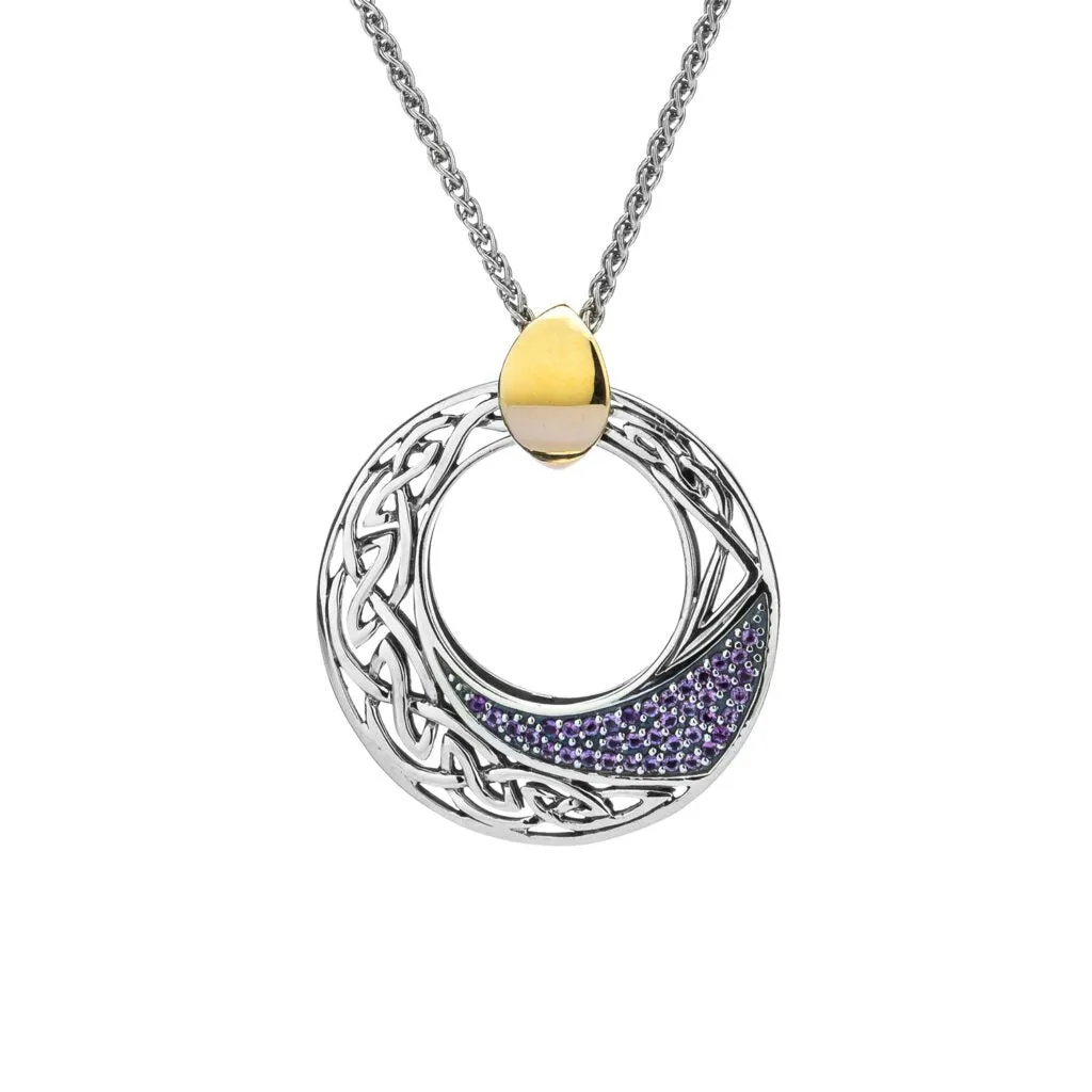 Silver and 10k Gold Comet Pendant with Amethyst or Topaz