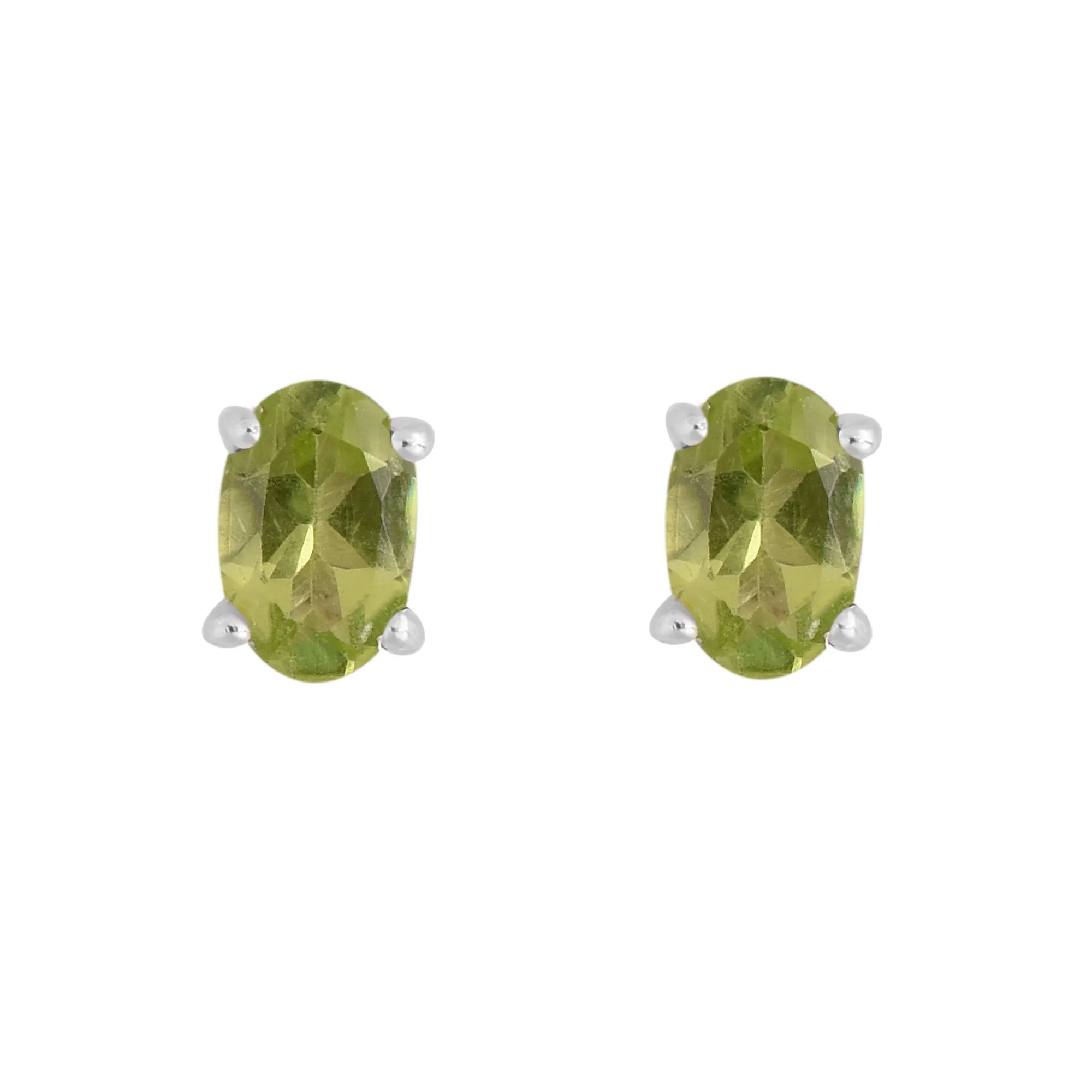 Silver Peridot Studs Earrings