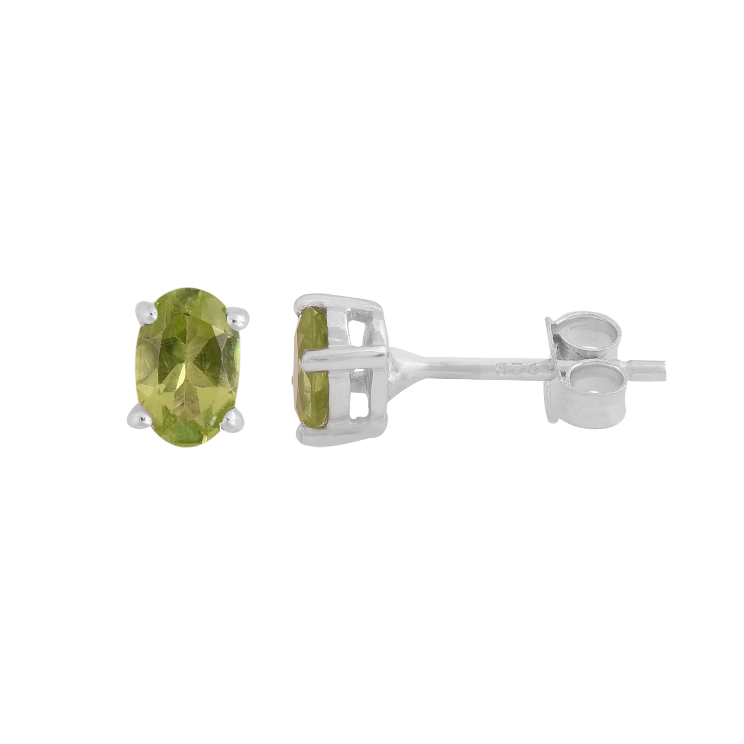 Silver Peridot Studs Earrings