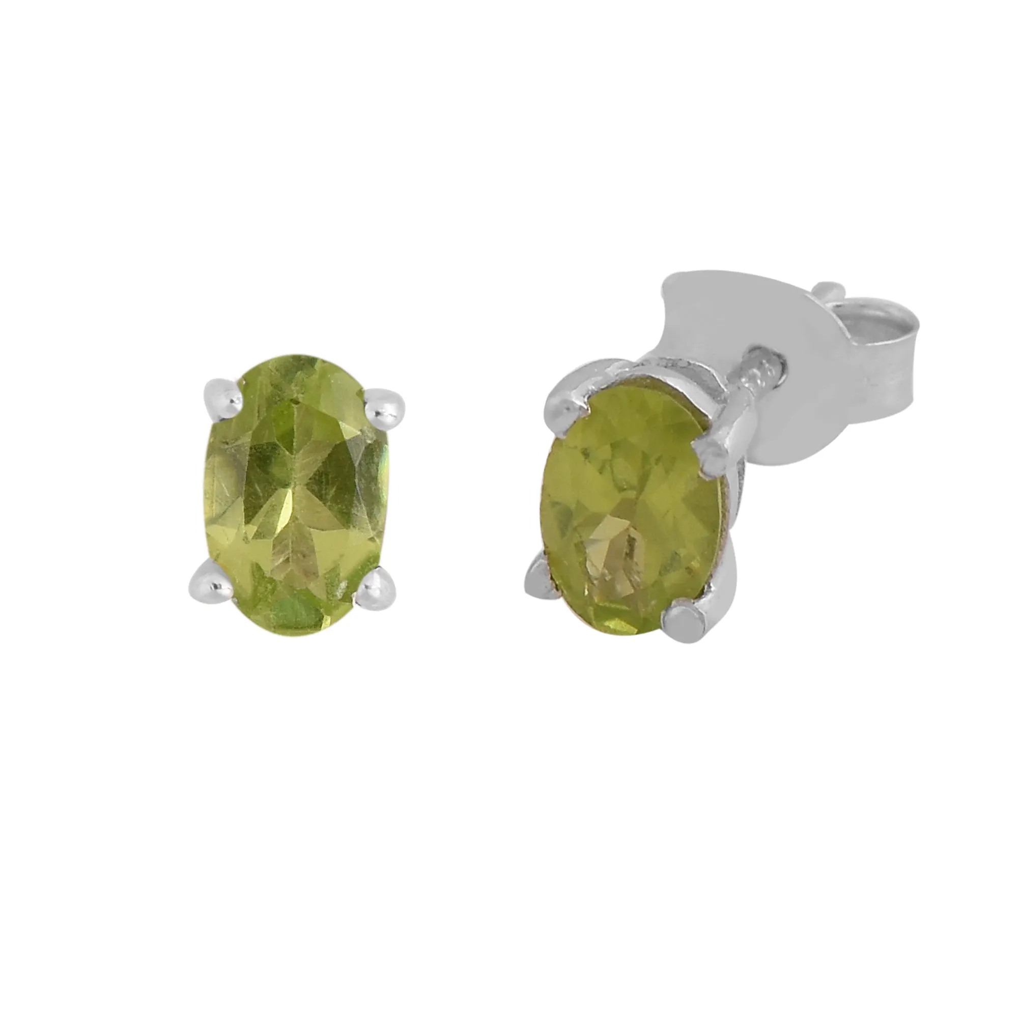 Silver Peridot Studs Earrings