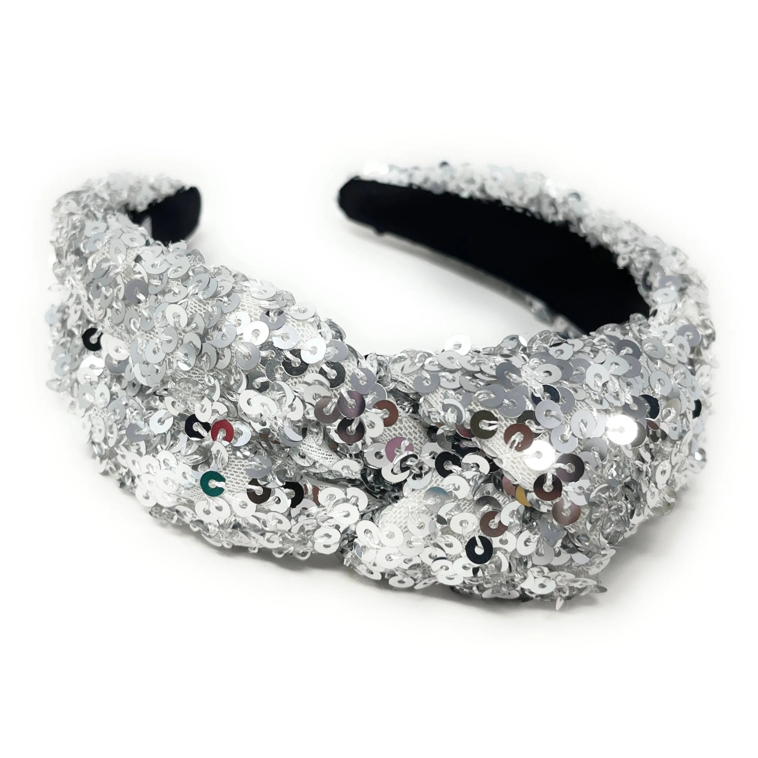 Silver Sequin Knotted Headband