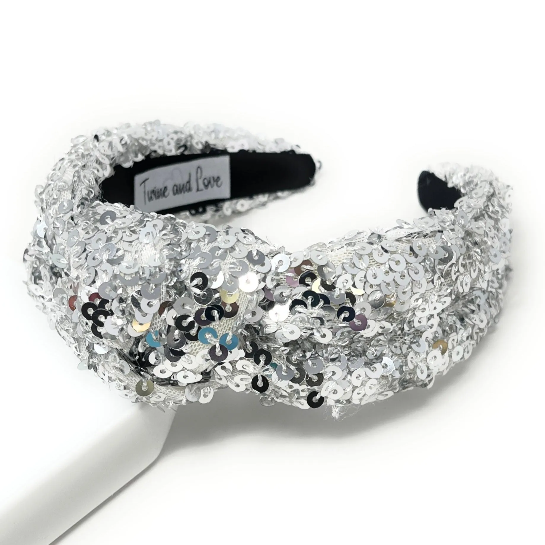 Silver Sequin Knotted Headband