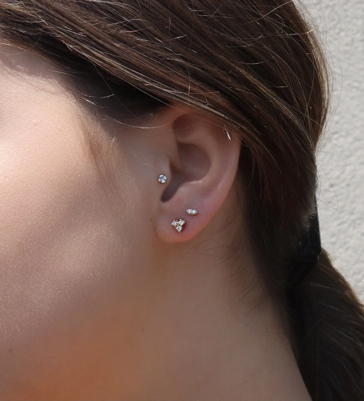 Small Trio Diamond Stud Earrings