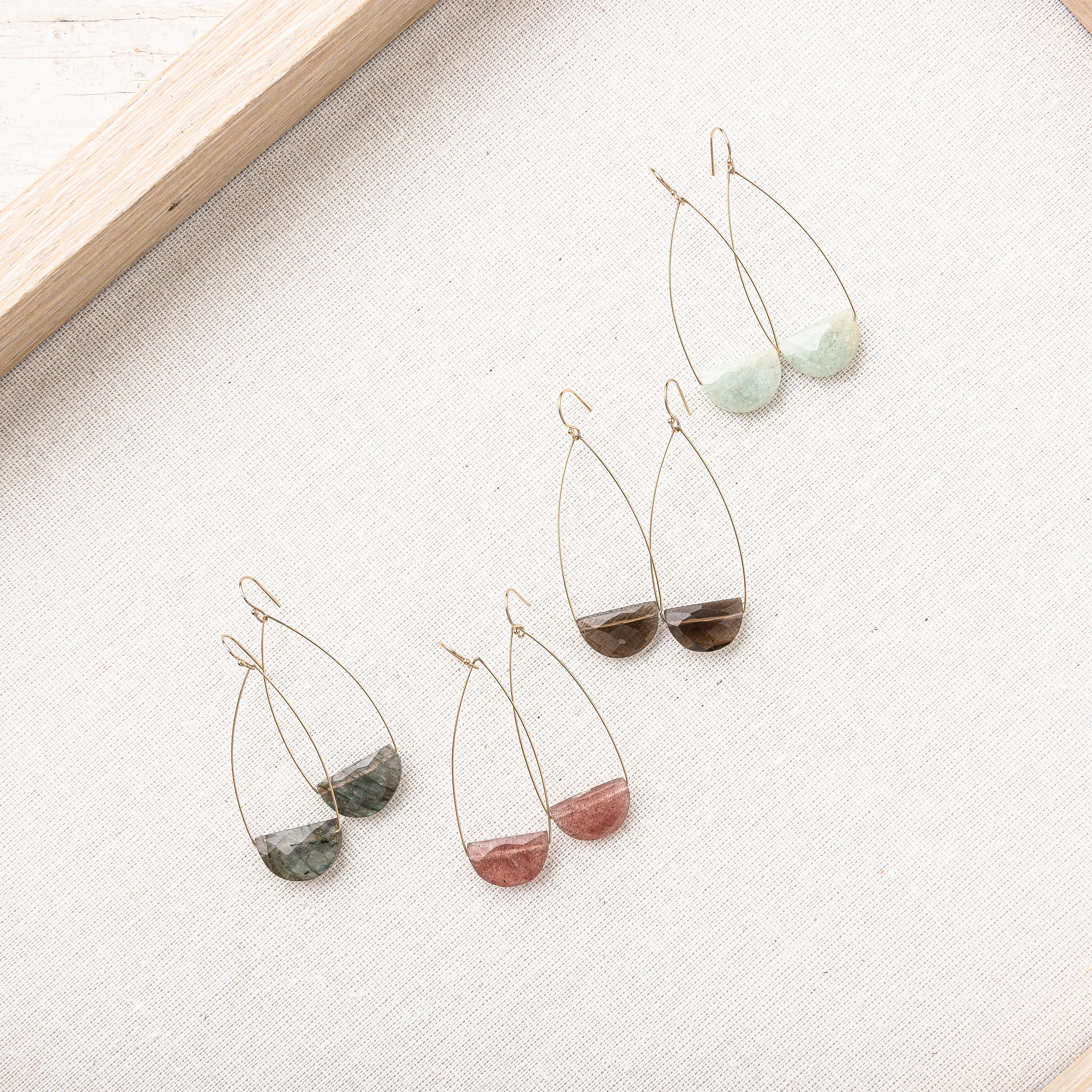 Smoky Quartz Half Moon Earrings