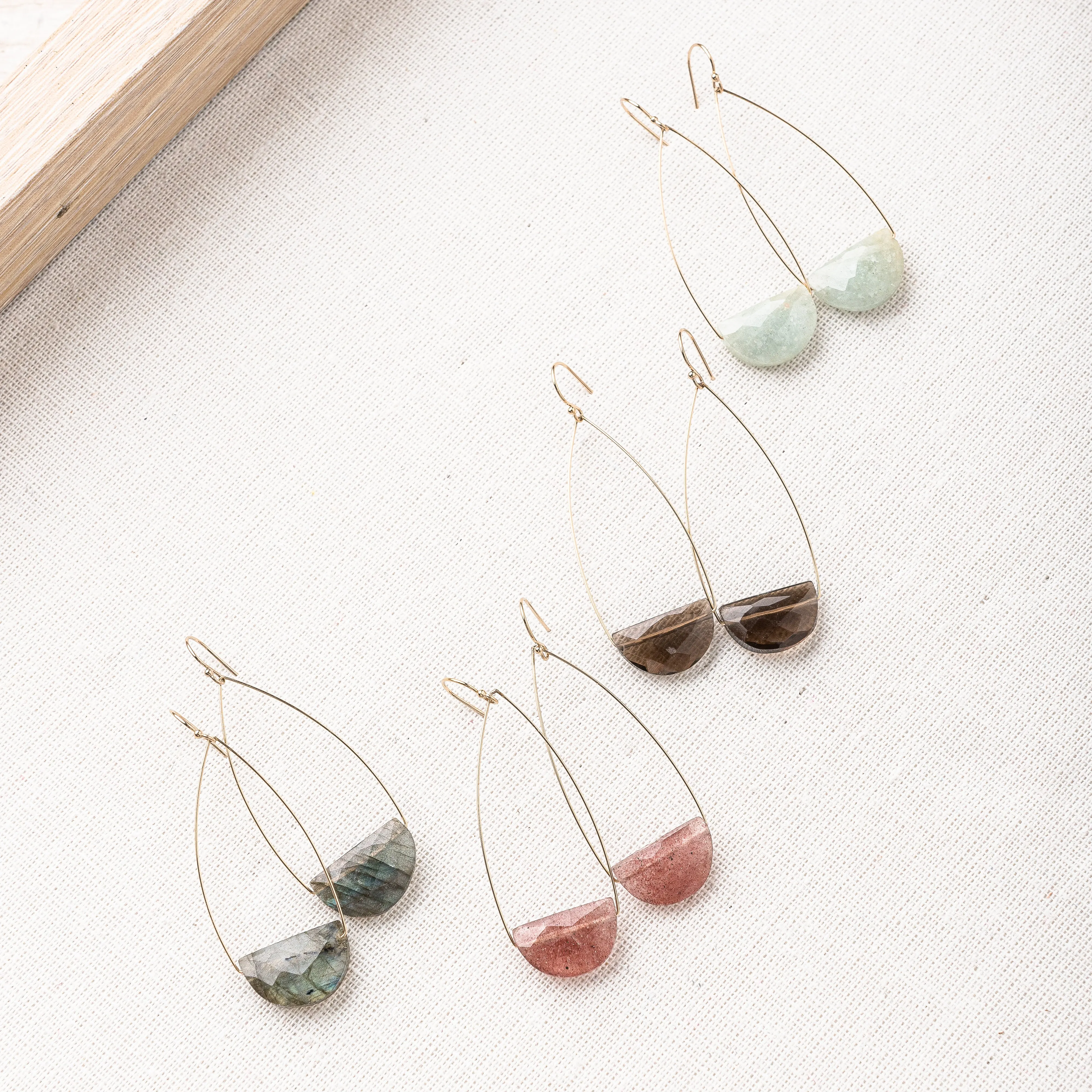 Smoky Quartz Half Moon Earrings
