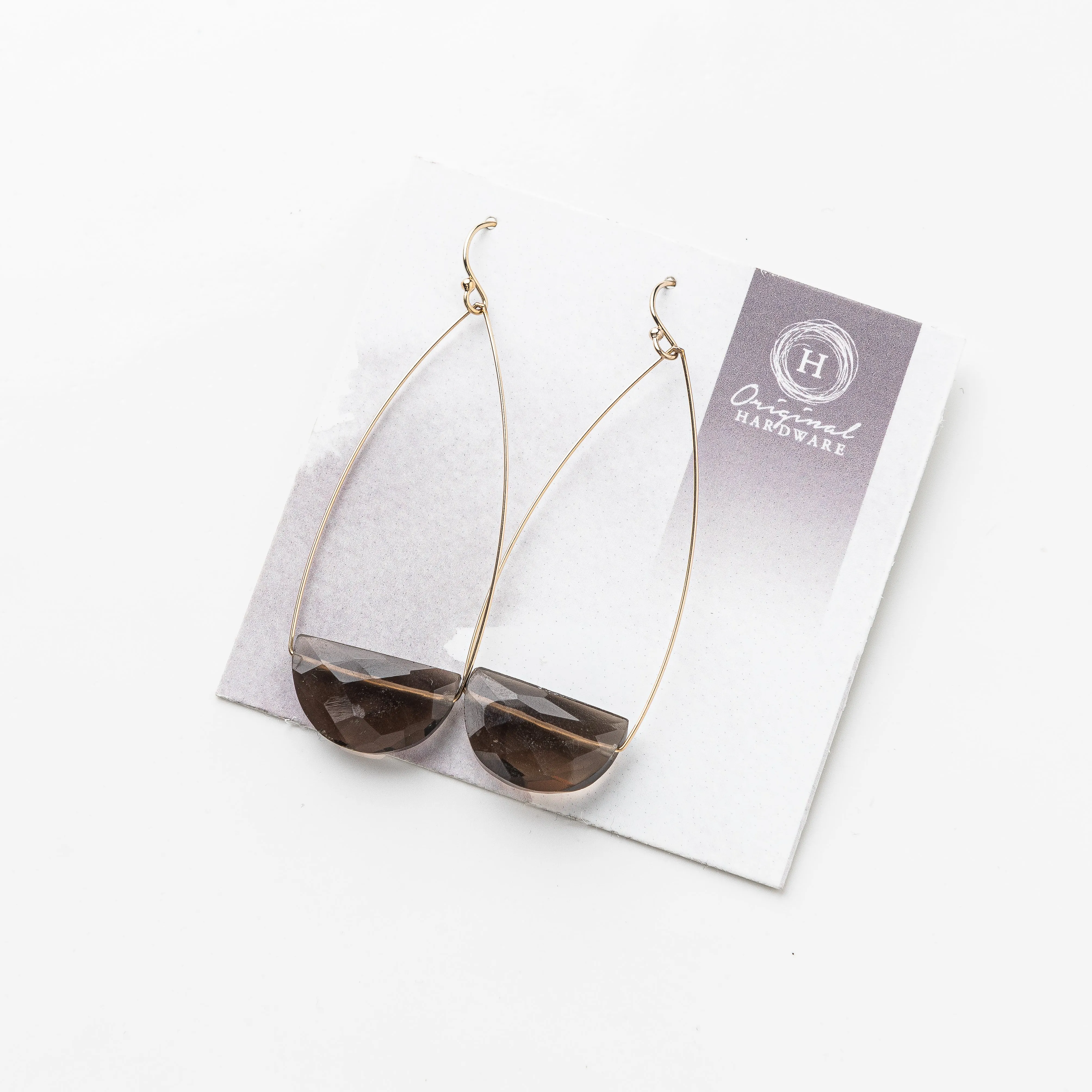 Smoky Quartz Half Moon Earrings