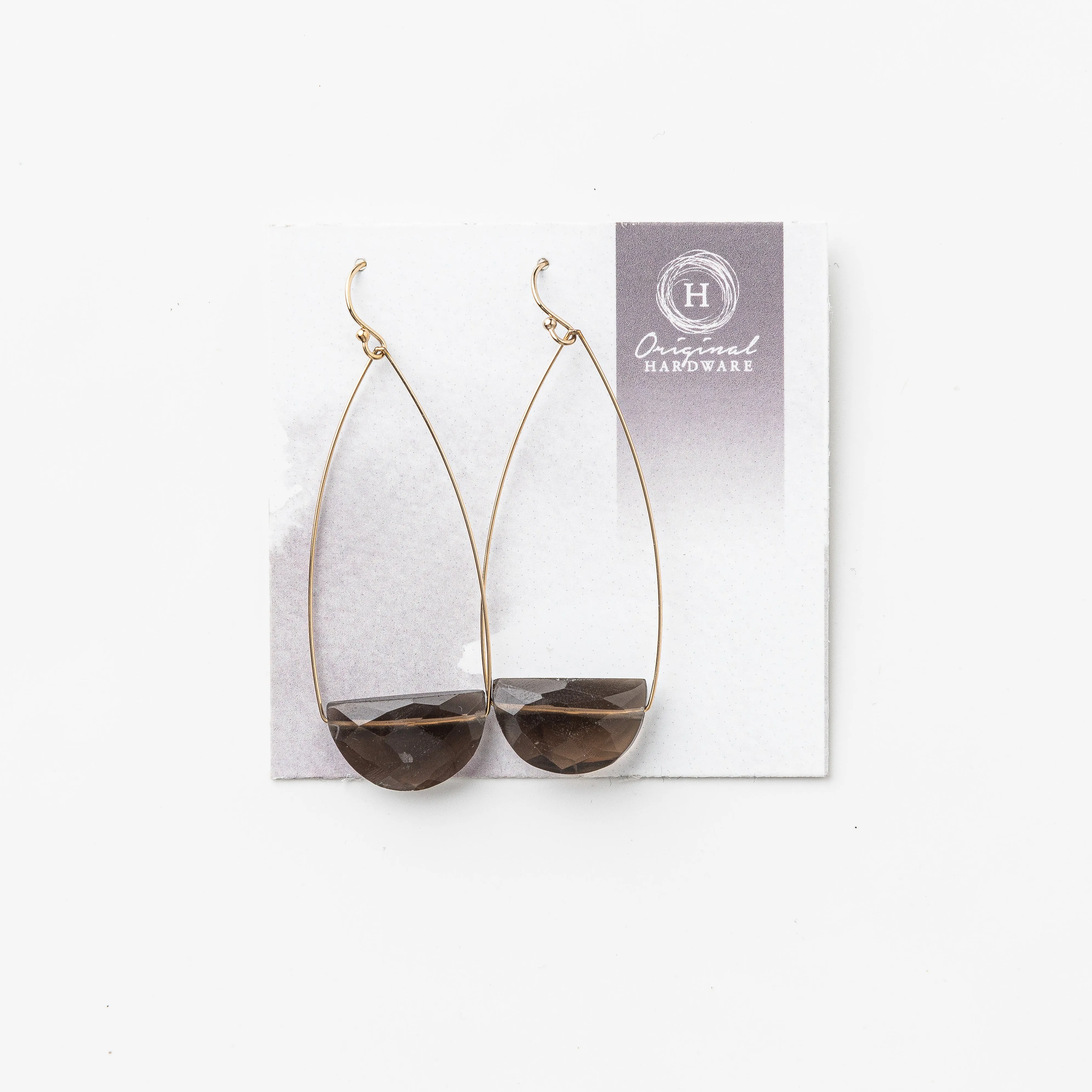 Smoky Quartz Half Moon Earrings
