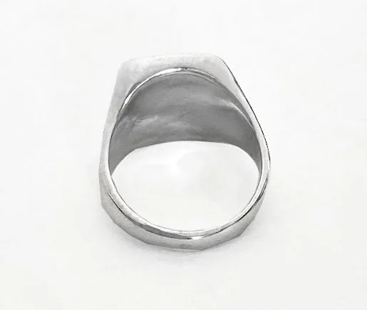 Square Silver Signet Ring with Paddling A-Frame Position