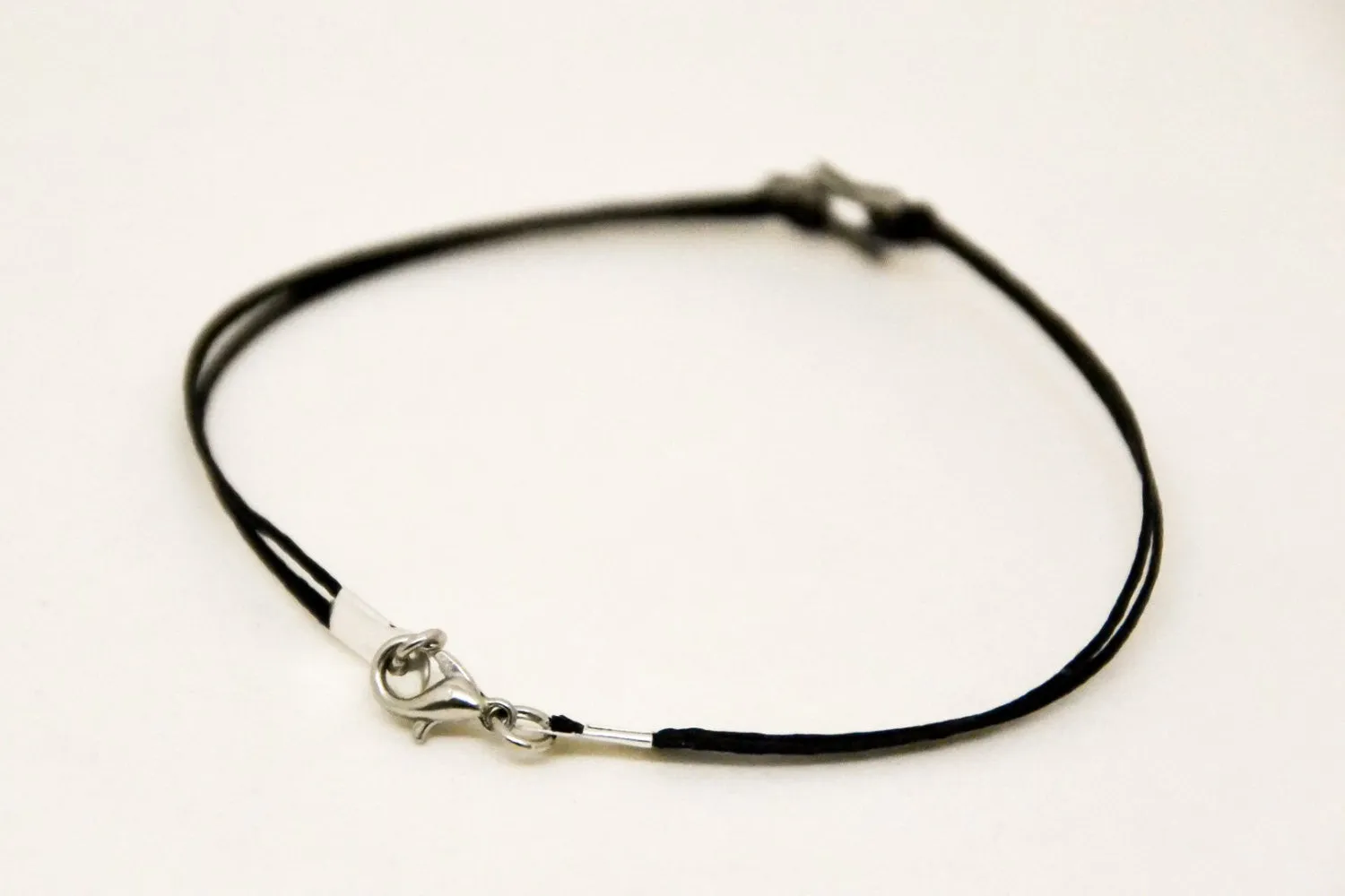 Star of David men's bracelet, black cord, Jewish gift for him