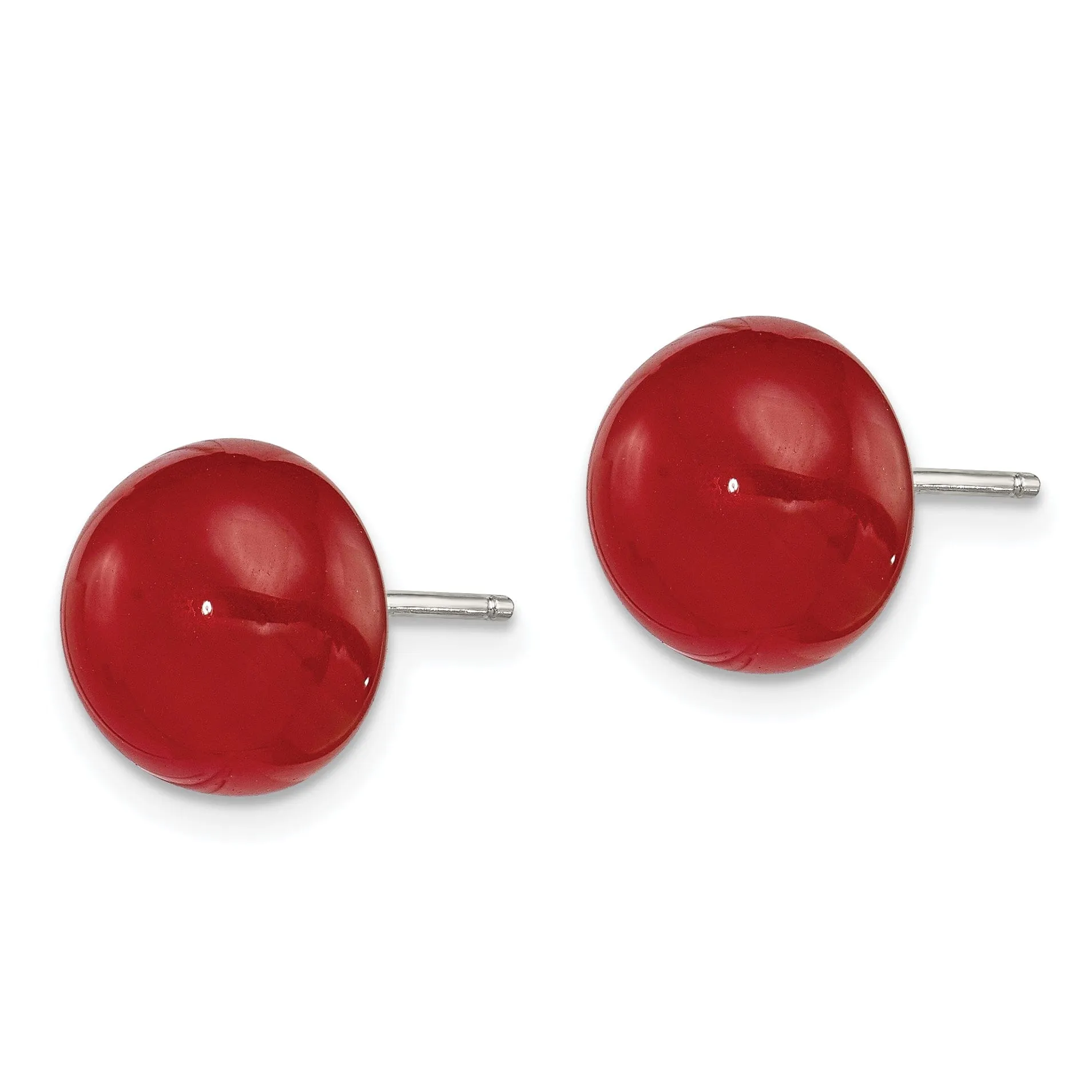 Sterling Silver Button Carnelian Post Earrings