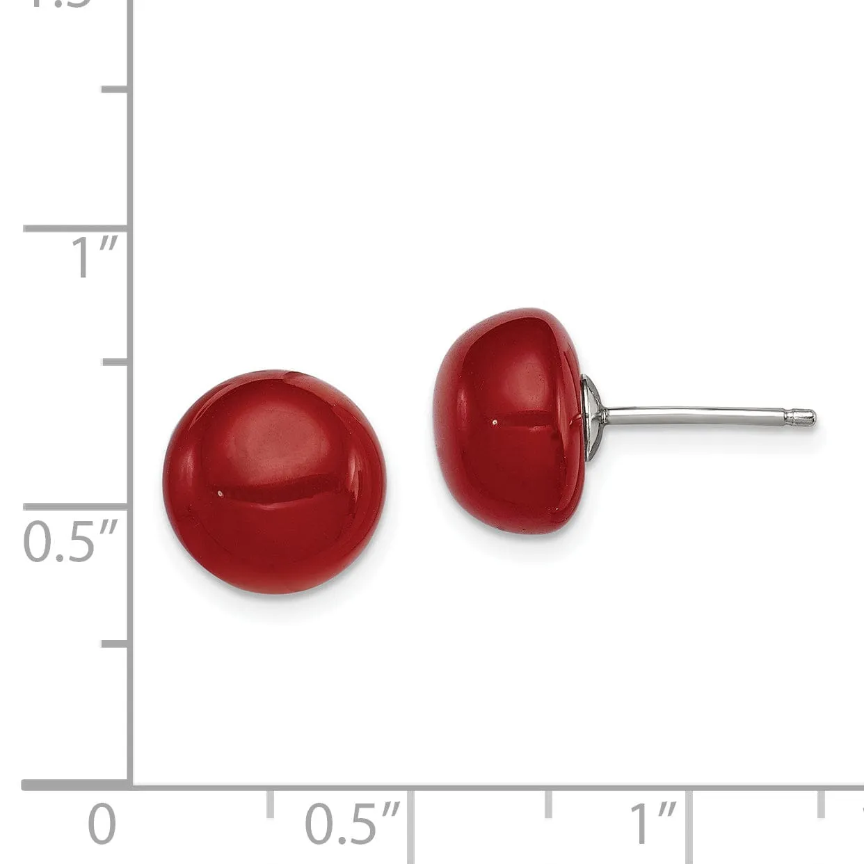 Sterling Silver Button Carnelian Post Earrings