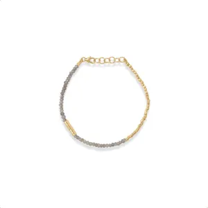 Sterling Silver Gold Plated Labradorite Beaded Bracelet