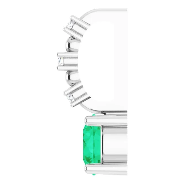 Sterling Silver Imitation Emerald & .01 CTW Natural Diamond Charm/Pendant