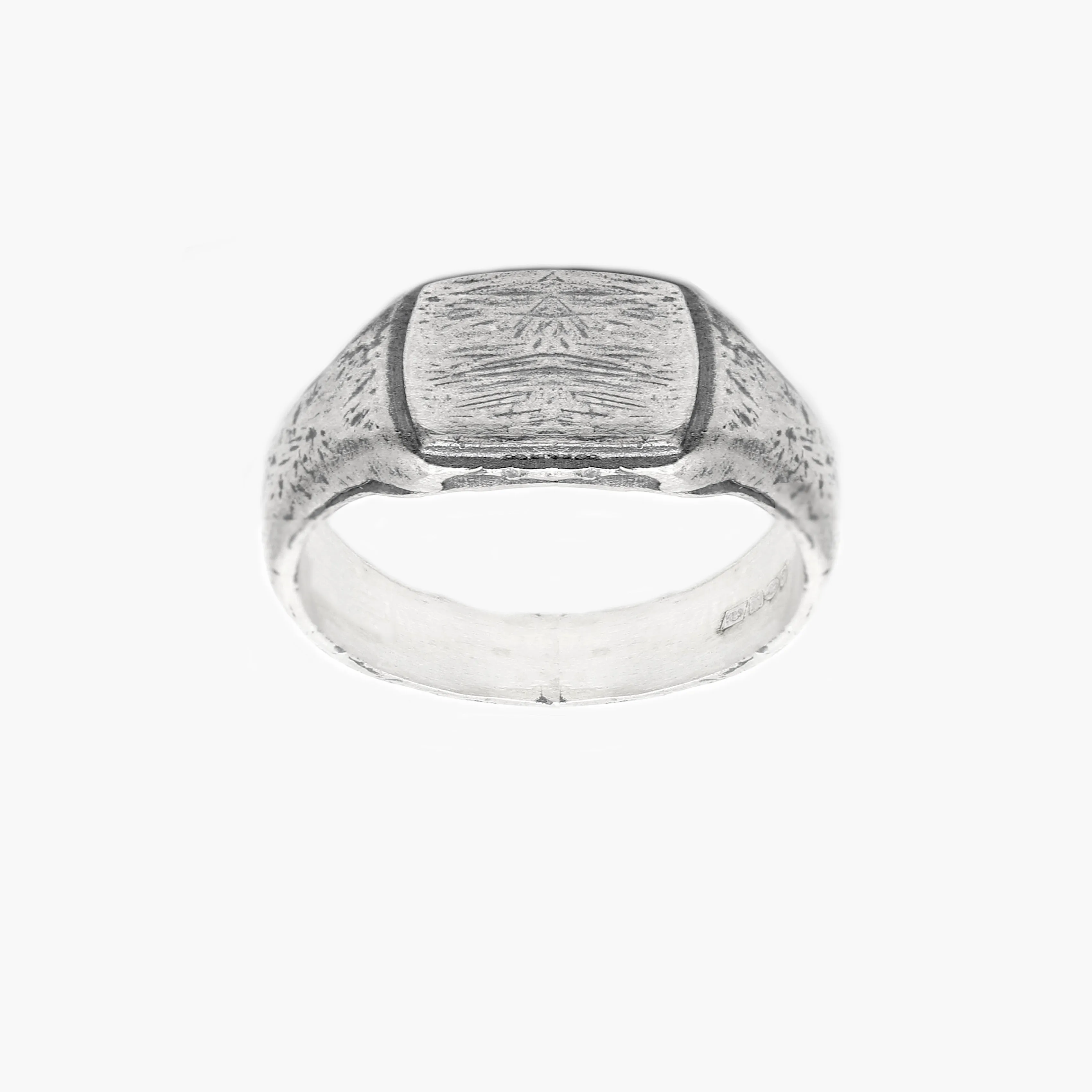 Sterling Silver Mini Signet Ring With Aged Finish