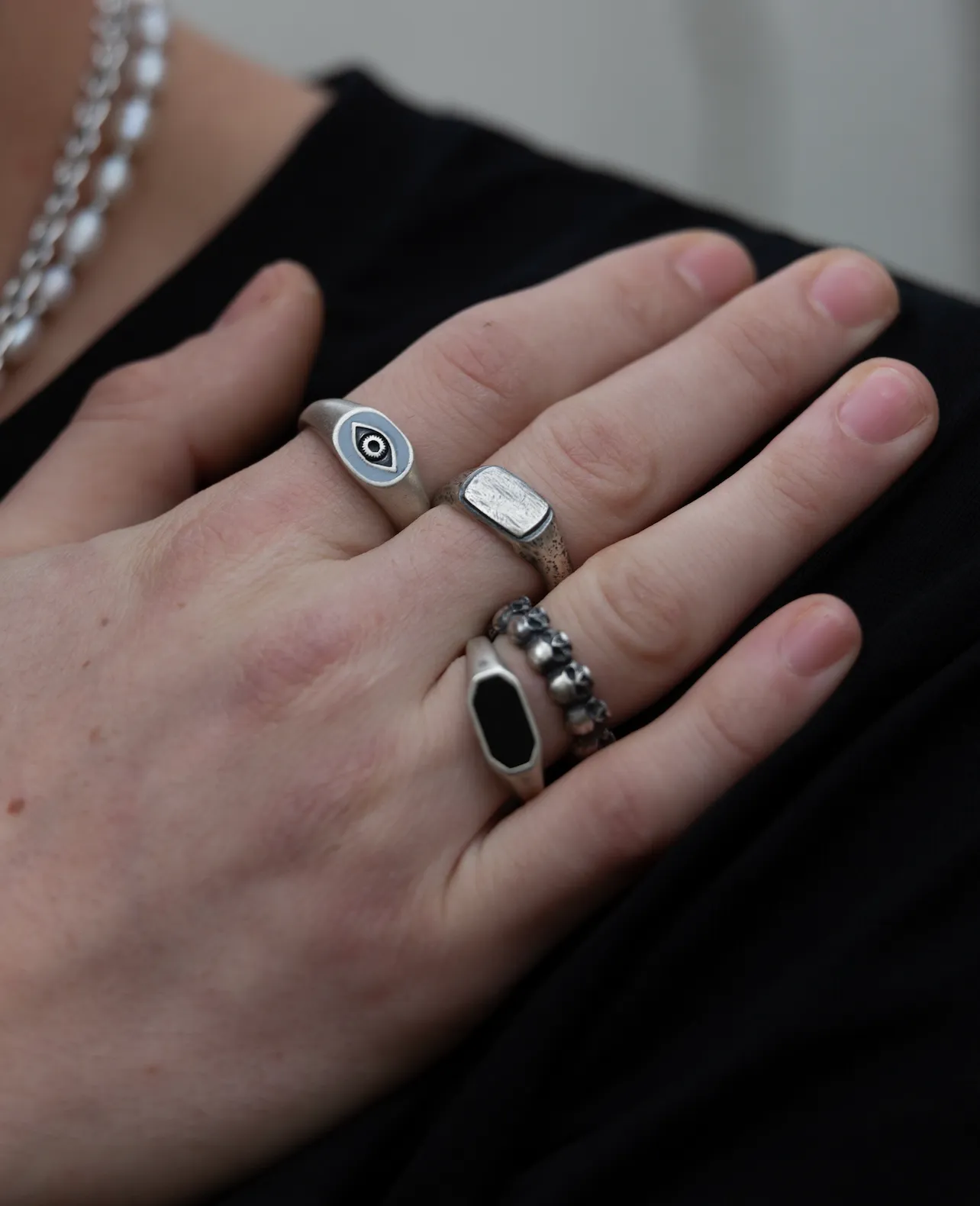 Sterling Silver Mini Signet Ring With Aged Finish