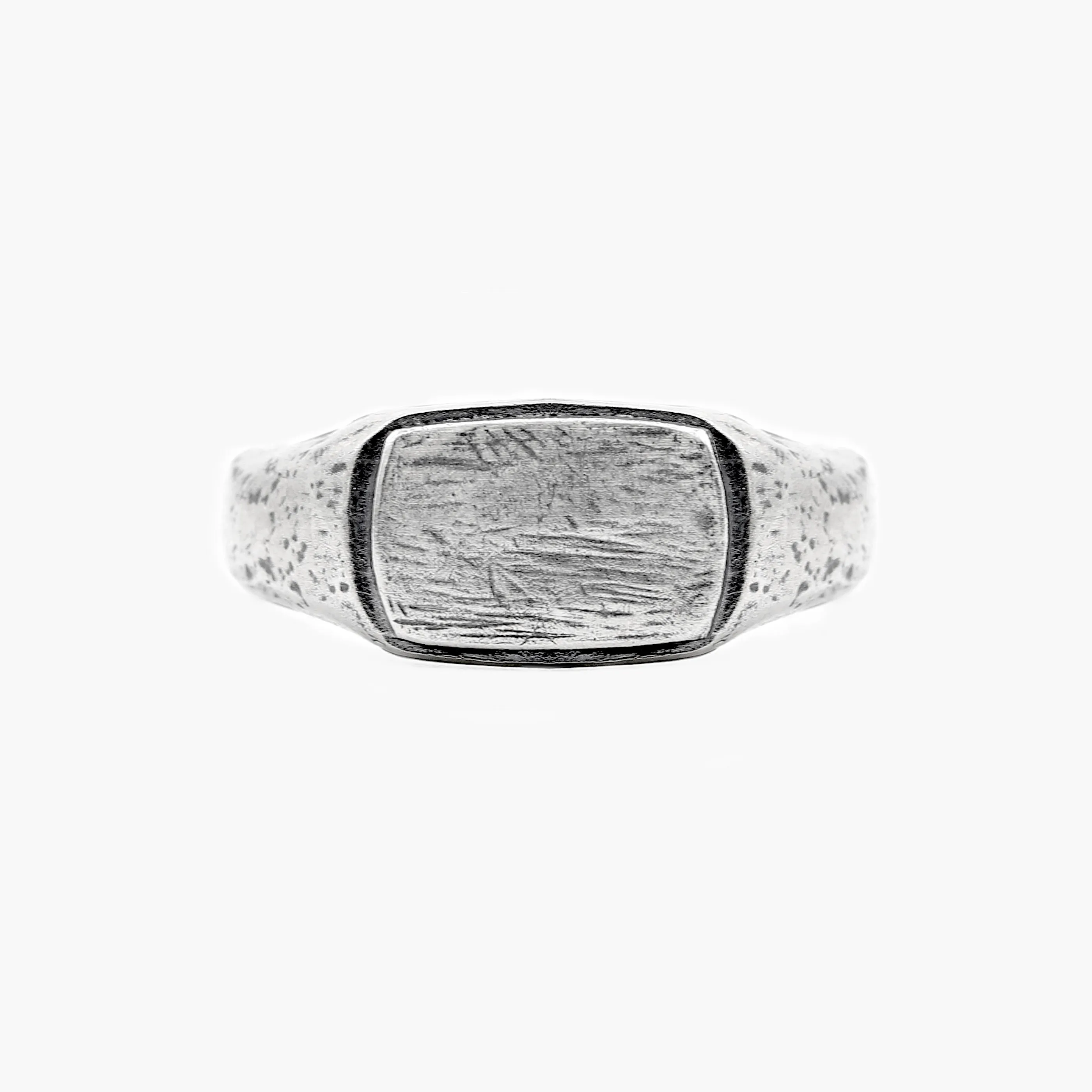 Sterling Silver Mini Signet Ring With Aged Finish