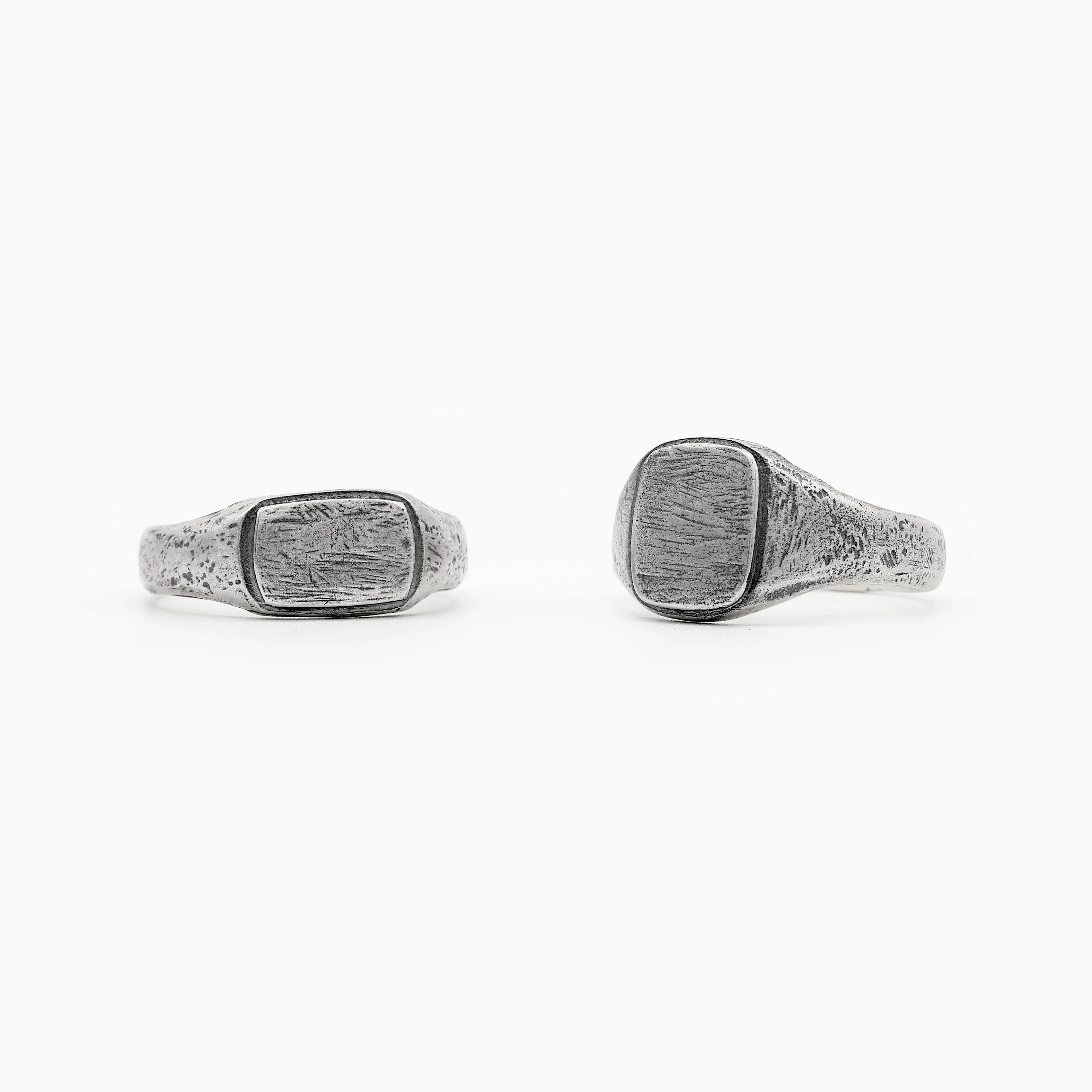 Sterling Silver Mini Signet Ring With Aged Finish