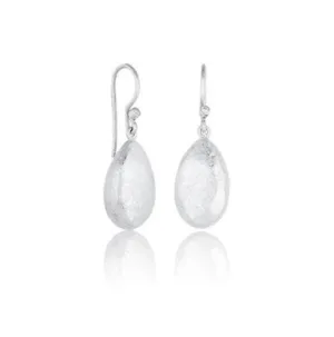 Sterling Silver "Amanda" Medium Size Almond Drop Earrings, Sterling silver diamond ear wires