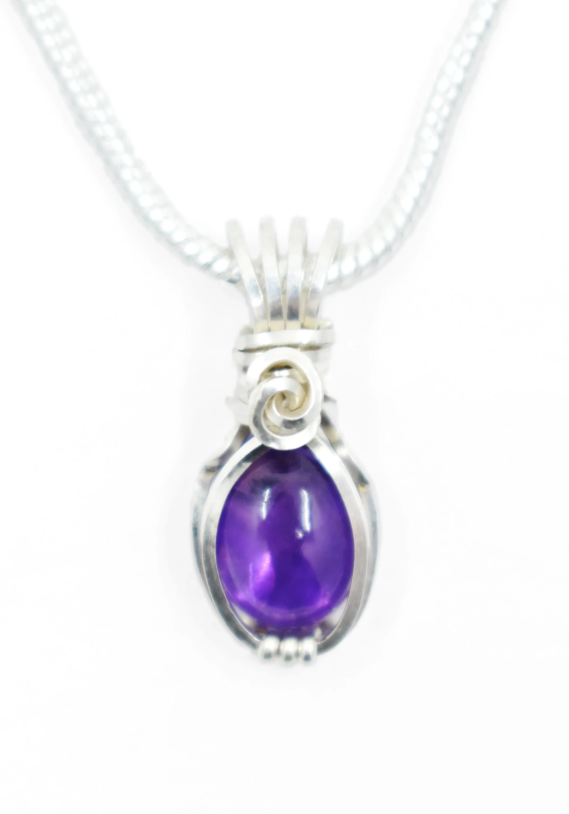 Sterling Silver "Mini" Amethyst Pendant, Amethyst Necklace