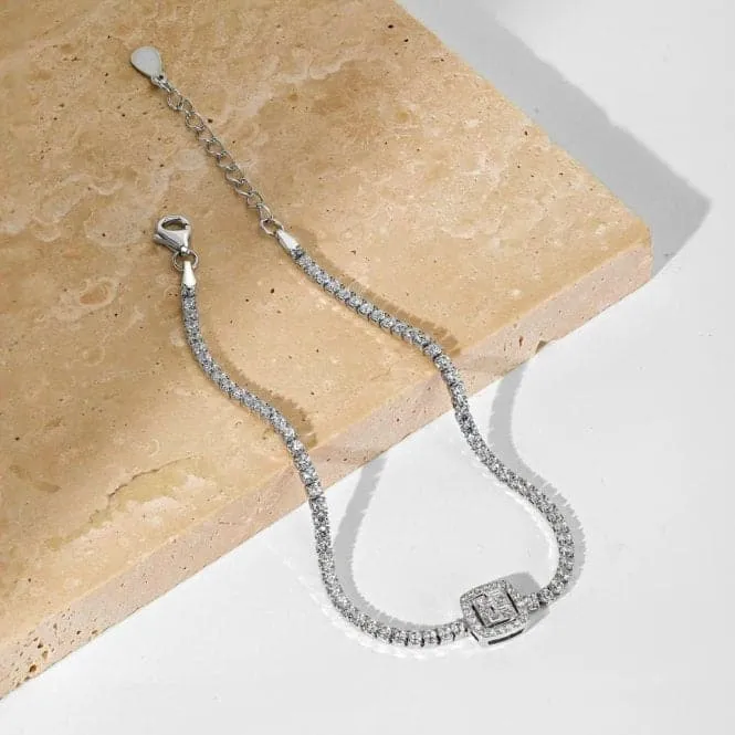 Sterling Silver Rhodium Plated Zirconia Bracelet ERLB038