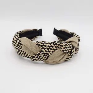 straw linen mix braided headband
