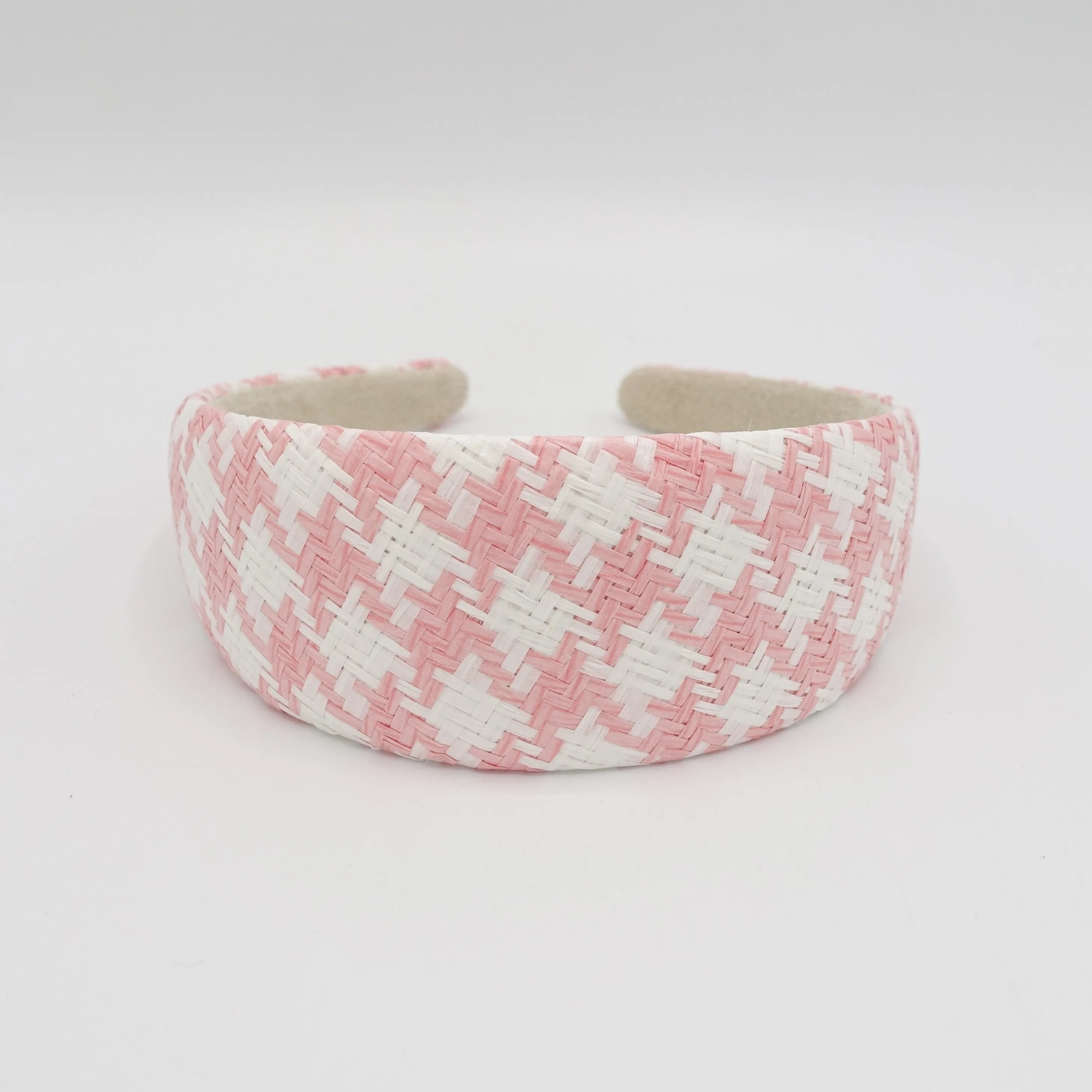 straw woven headband houndstooth padded headband wide stylish hair accessory for women