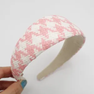 straw woven headband houndstooth padded headband wide stylish hair accessory for women