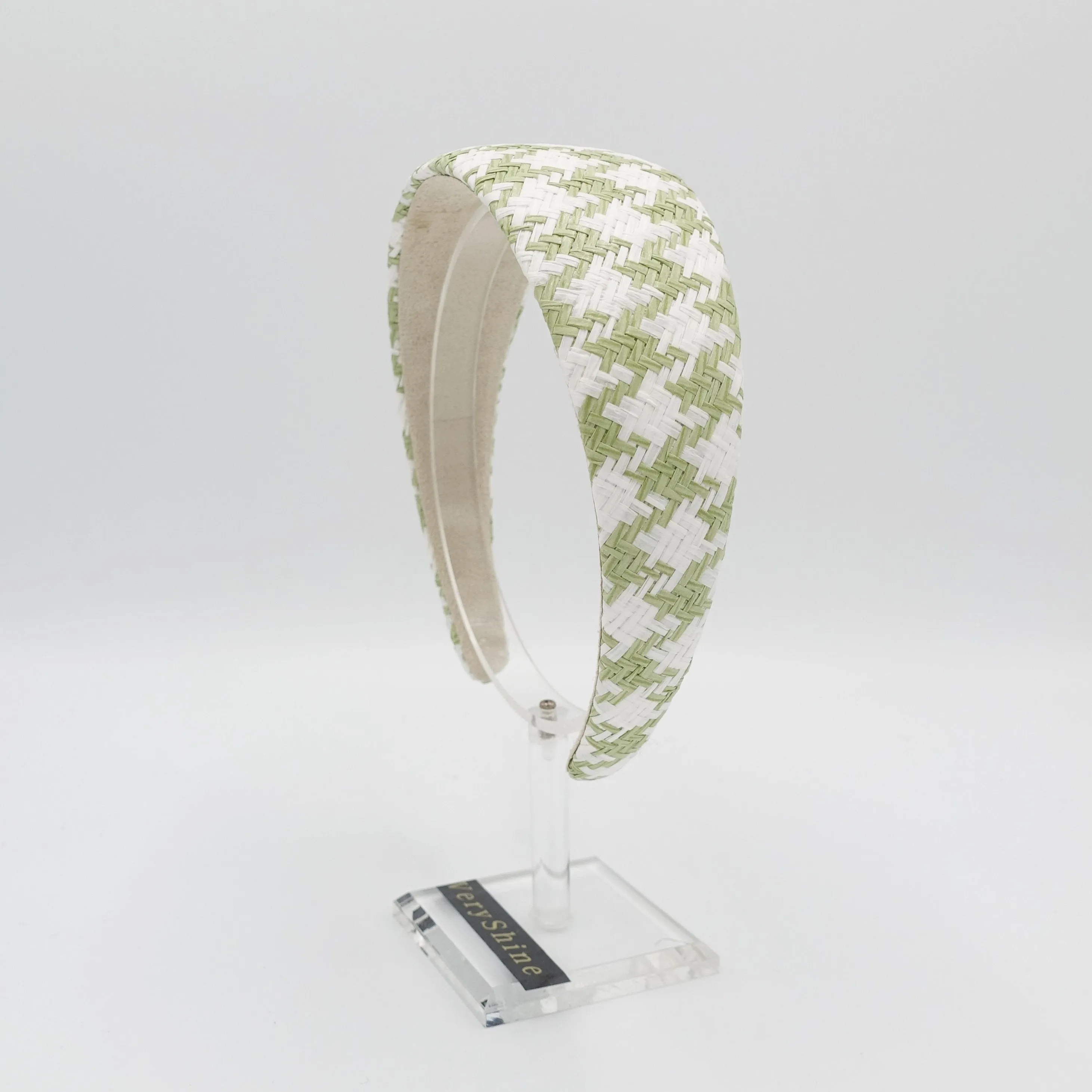 straw woven headband houndstooth padded headband wide stylish hair accessory for women