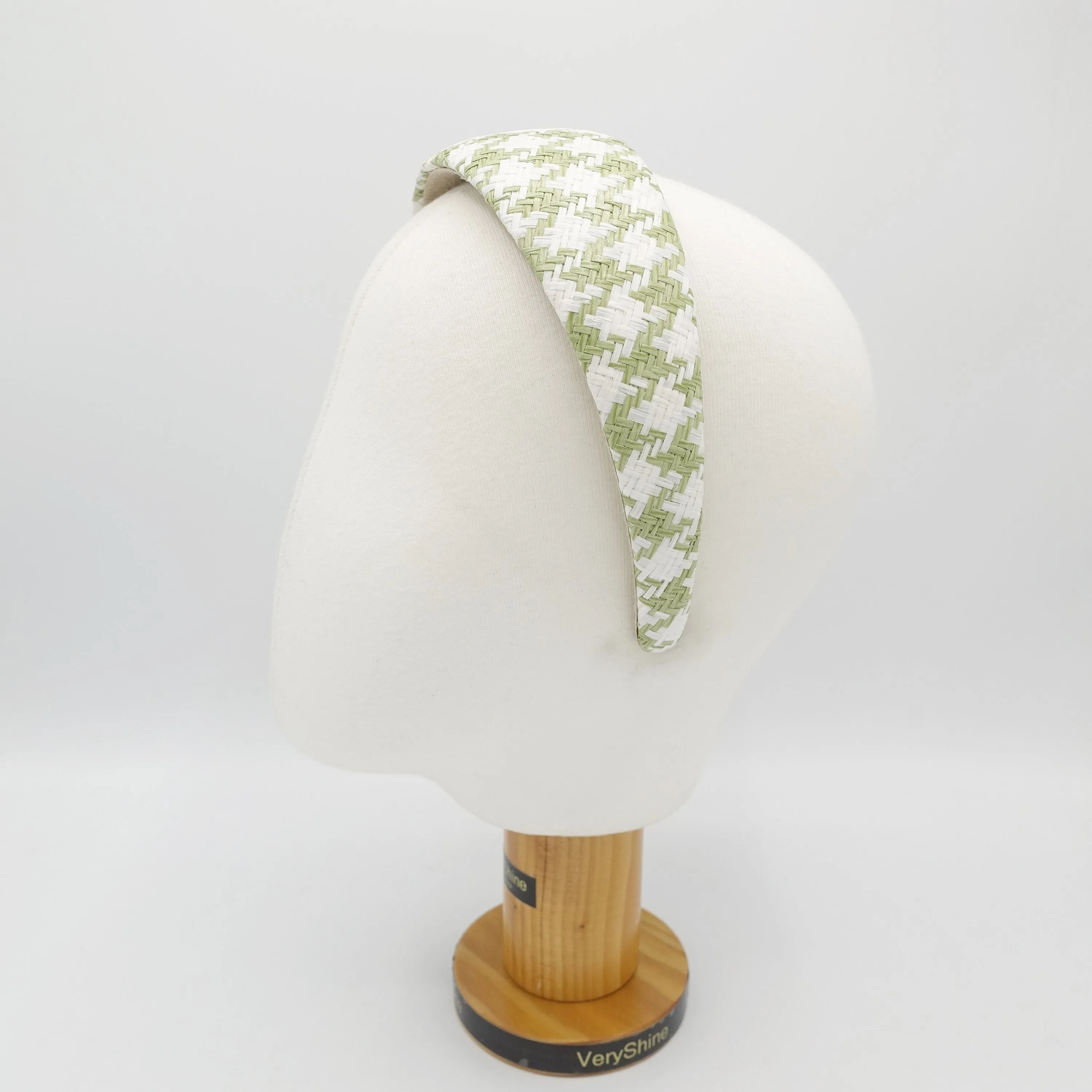straw woven headband houndstooth padded headband wide stylish hair accessory for women
