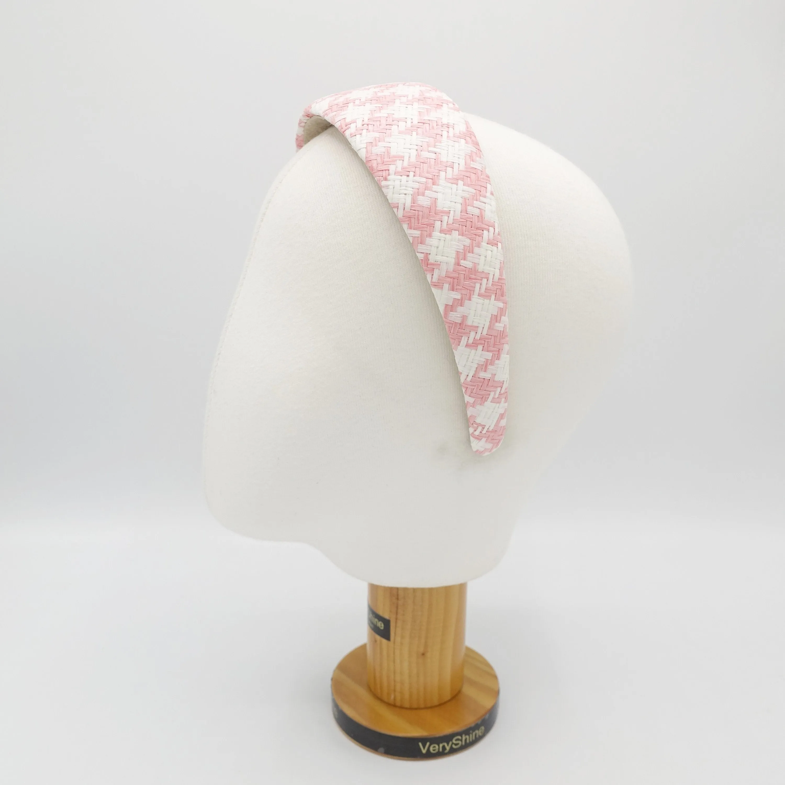 straw woven headband houndstooth padded headband wide stylish hair accessory for women