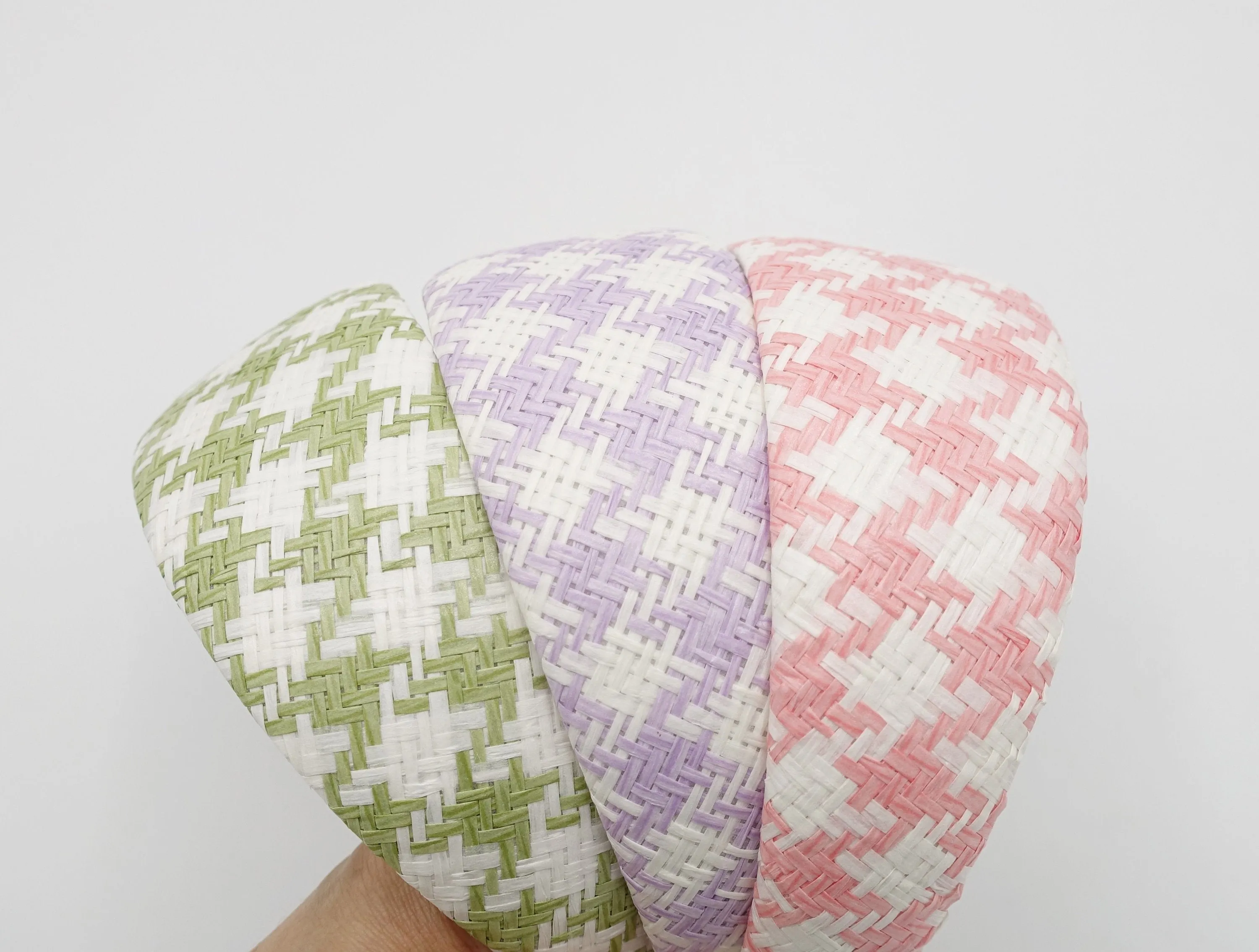 straw woven headband houndstooth padded headband wide stylish hair accessory for women