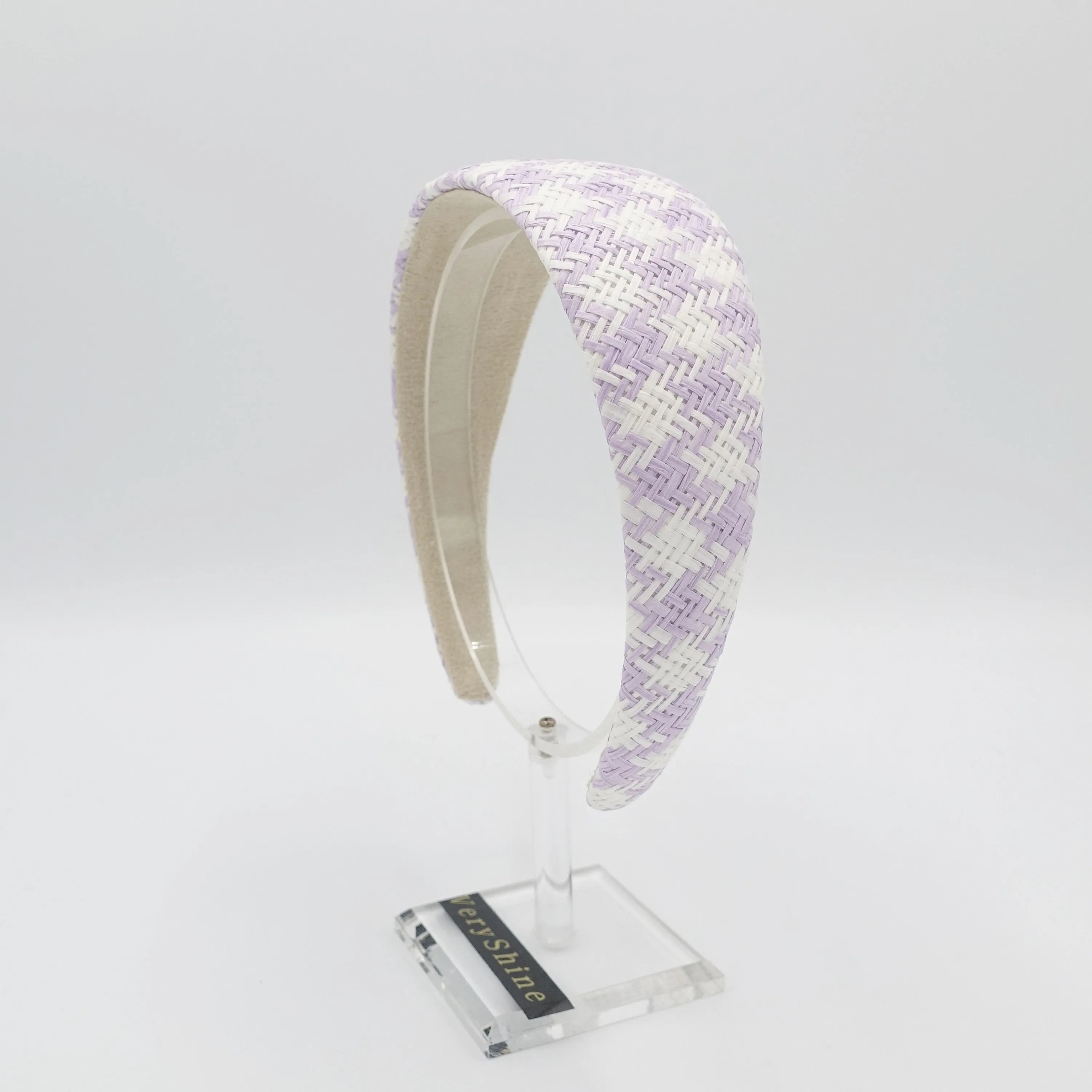 straw woven headband houndstooth padded headband wide stylish hair accessory for women